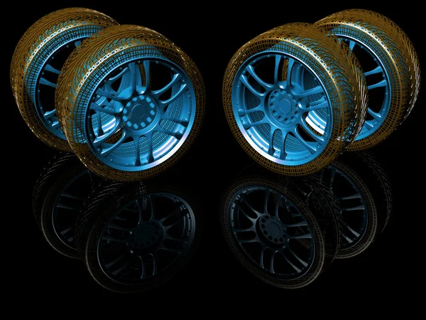 New wheels isolated — Stock Photo, Image