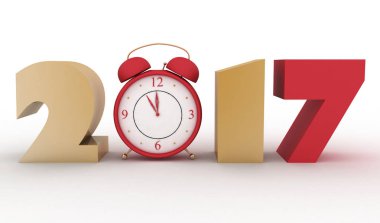  2017 yıl. İzole 3d çizim