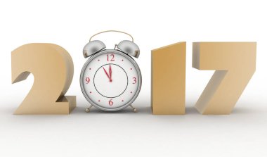  2017 yıl. İzole 3d çizim