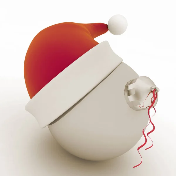 Christmas ball with santa hat Stock Picture