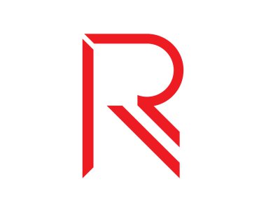 R harfi simgesi ve sembol vektör şablonu çizimi