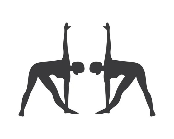 Atletik Yoga Insanları Logo Tasarım Şablonu — Stok Vektör