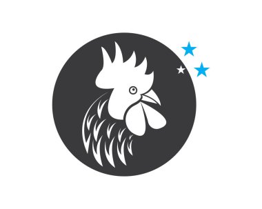 Rooster simgesi logo vektör şablonu çizimi