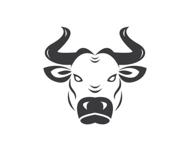 İnek başı logo vektör şablonu çizimi