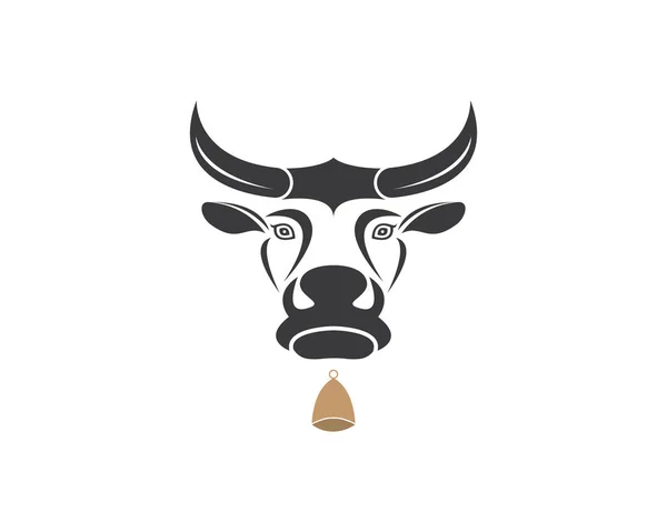Vaca Cabeza Logotipo Vector Plantilla — Vector de stock