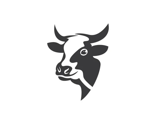 İnek başı logo vektör şablonu çizimi