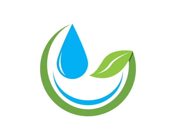 Water Drop Leaf Logo Vector Illustration — Stok Vektör
