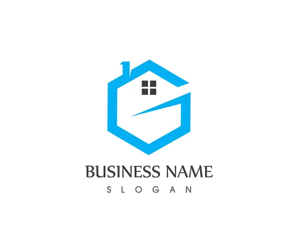 Immobiliare Costruzione Casa Logo Modello — Vettoriale Stock