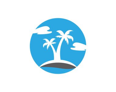 Wave Beach Paradise Logo Tasarım Şablonu