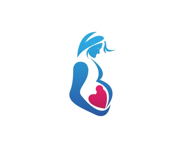 stock vector Woman Pregnancy With Love Baby Logo Design