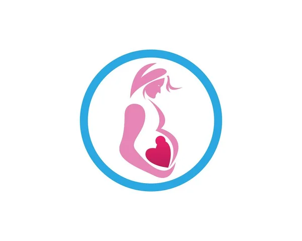 Embarazo Mujer Con Amor Baby Logo Design — Archivo Imágenes Vectoriales