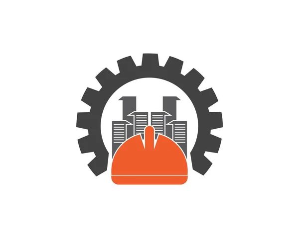 Plantilla Diseño Del Logotipo Del Edificio Seguridad Del Casco — Vector de stock