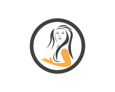 Güzel kadınlar siluet karakter Logo Şablonu ile karşı karşıya