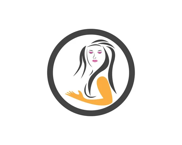 Güzel Kadınlar Siluet Karakter Logo Şablonu Ile Karşı Karşıya — Stok Vektör