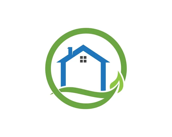 Het Bouwen Van Huis Natuur Logo Ontwerp — Stockvector