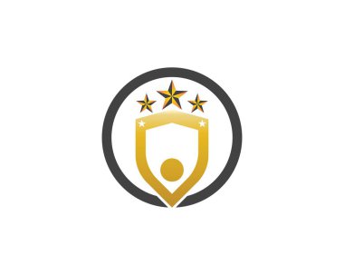 Güvenlik görevlisi logosu tasarım vektör kalkanı şablonu