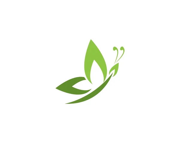 Vorlage Für Das Design Des Grünen Schmetterlings Logo — Stockvektor