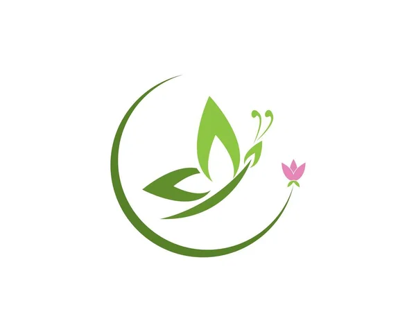 Шаблон Логотипа Зелёной Бабочки — стоковый вектор