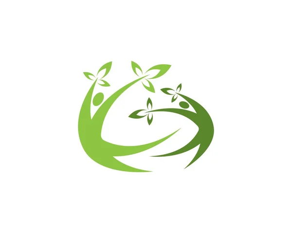 Health Leaf People Logo Design Template — Stock Vector