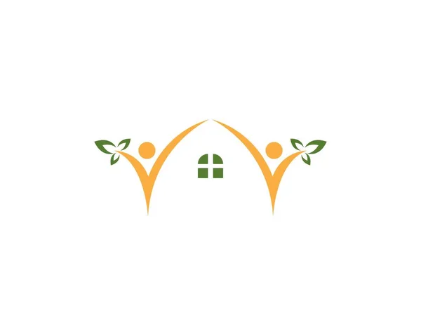 Construção Casa Natureza Logotipo Design —  Vetores de Stock