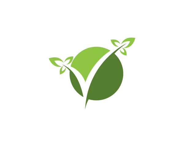 Marca Verificación Naturaleza Hoja Logo Design — Vector de stock