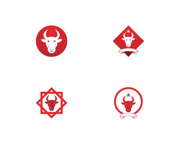 Toro Rojo Cabeza Icono Logo Vector Plantilla — Vector de stock