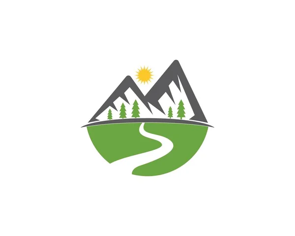 Modelo Vetor Logotipo Ícone Montanha Natureza — Vetor de Stock