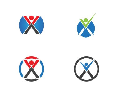 X harfi insan simgesi logo şablonu