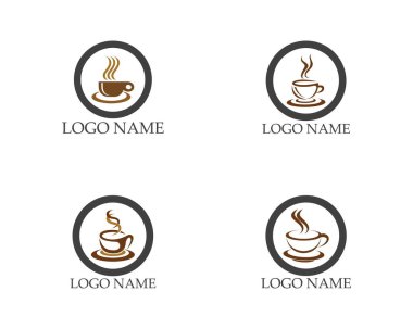 Kahve fincanı simgesi logo tasarım vektörü