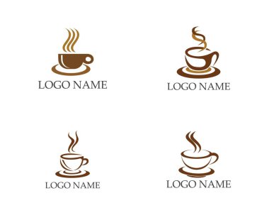 Kahve fincanı simgesi logo tasarım vektörü