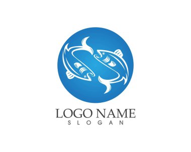 Balık simgesi logo vektör şablonu