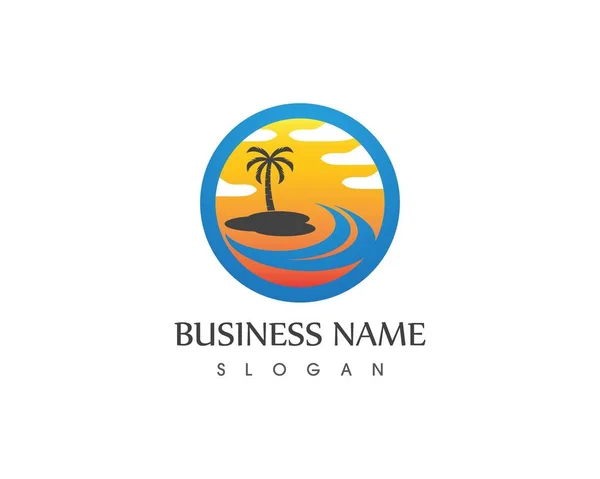 Dalga sahili tatil logo şablonu