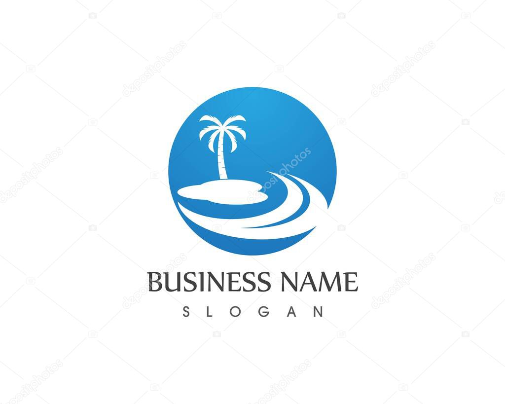 Wave beach holidays logo vector template