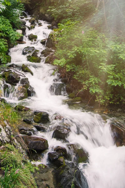 Río de montaña con cascadas pequeñas . — Foto de Stock