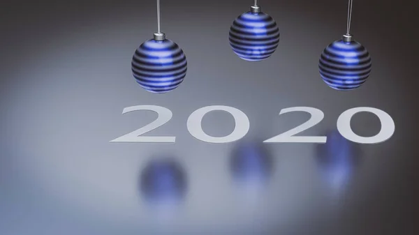 2020 numaralı üç mavi noel süsü.