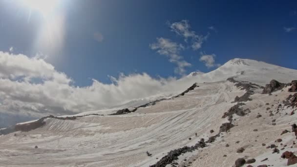 Landschapszicht Beide Toppen West Oost Van Elbrus Het Hoogste Punt — Stockvideo