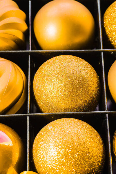 Christmas balls in box