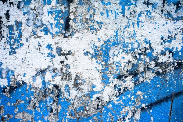 Zbliżenie ściana pęknięty niebieski cementu — Zdjęcie stockowe