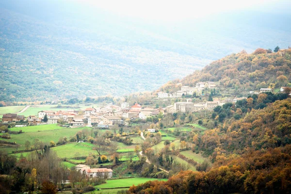 Aerial view of village at Urederra — Stock Photo, Image