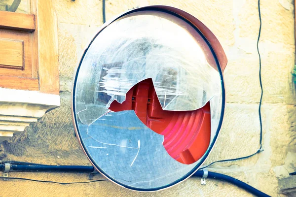 Broken mirror glass on road — Stock Photo, Image