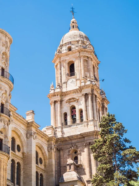 Uitzicht op de kathedraal van Malaga, Spanje — Stockfoto