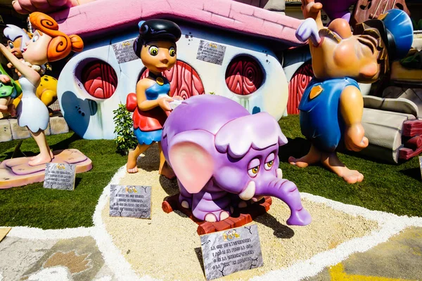 Alzira Spain March Las Fallas Papermache Models Constructed Burnt Traditional — Stock Photo, Image