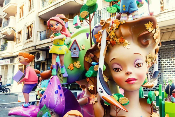 Alzira Spain March Las Fallas Papermache Models Constructed Burnt Traditional — Stock fotografie