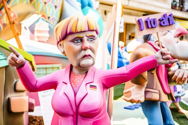 Alzira Spain March Las Fallas Papermache Models Constructed Burnt Traditional — 스톡 사진