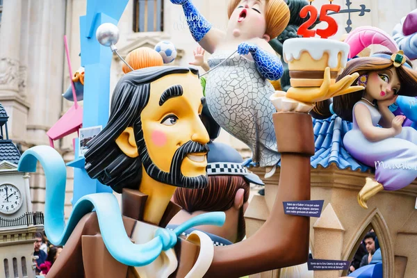 Valencia Spain March Las Fallas Papermache Models Constructed Burnt Traditional — Stok fotoğraf