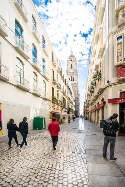 Malaga Spanya Ocak Ocak Spanya Nın Malaga Kentinde Turistlerle Birlikte — Stok fotoğraf