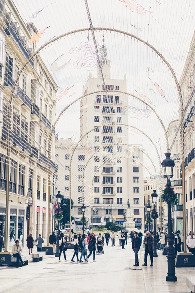 Malaga Espanha Janeiro Rua Larios Janeiro Málaga Espanha Segunda Cidade — Fotografia de Stock