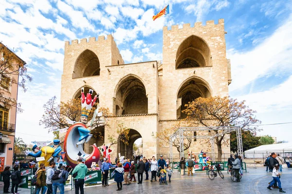 Valencia Espanha Março Las Fallas Modelos Papermache São Construídos Seguida — Fotografia de Stock