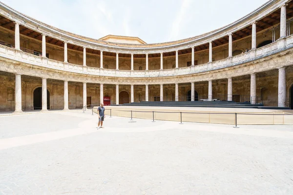 Granada Espagne Août 2016 Colonnes Cour Palais Charles Quint — Photo