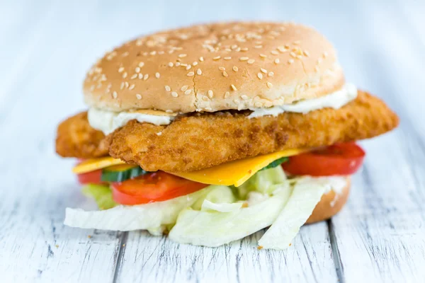 Zelfgemaakte vis Hamburger — Stockfoto